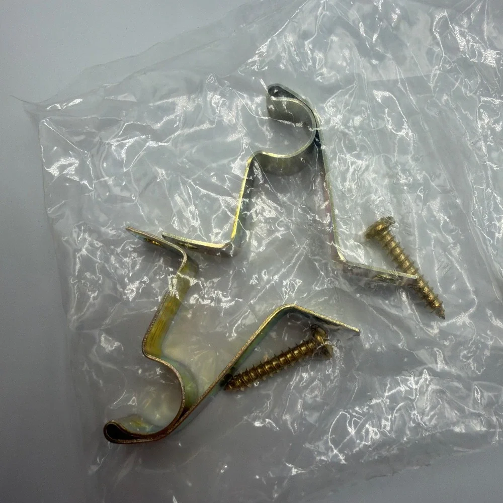 Curtain Rod Brackets Lot 5 Gold Brass Metal Wall Mount Classic Support